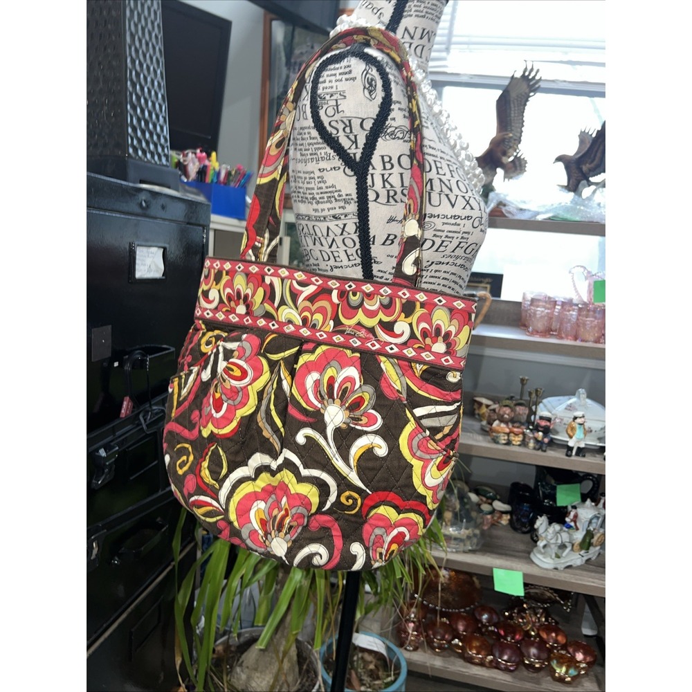 Vera Bradley Bag & Coin Purse Shoulder Tote Handbag Chocolate Floral